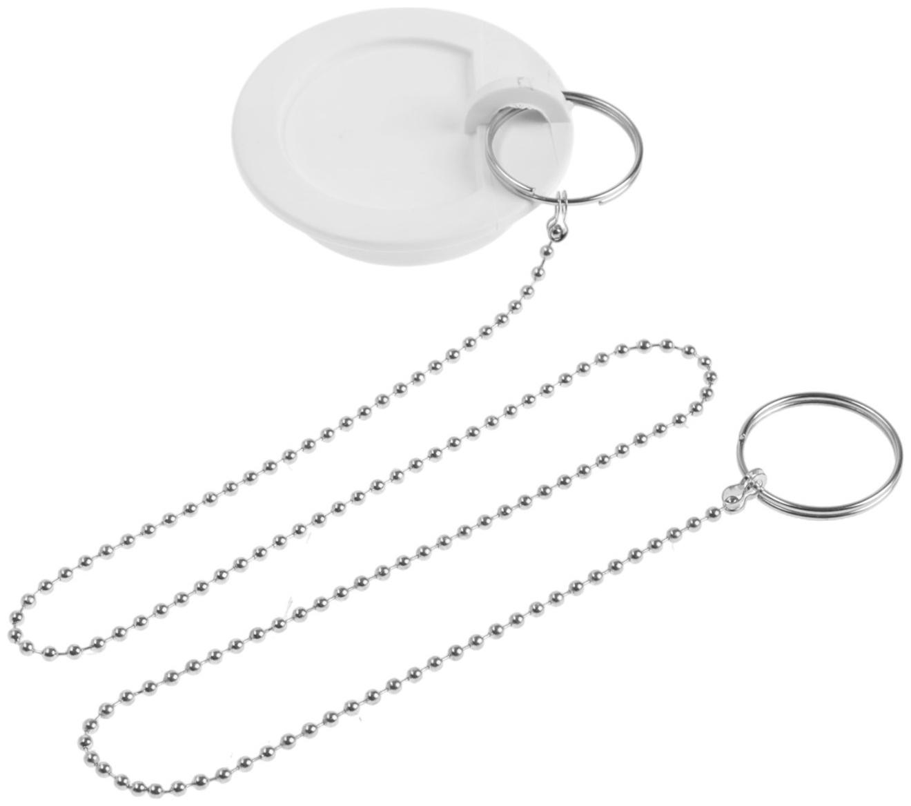 Пробка для ванны Masterprof ИС.110648, d=45 мм, ПВХ, с хромир. цепочкой, белая