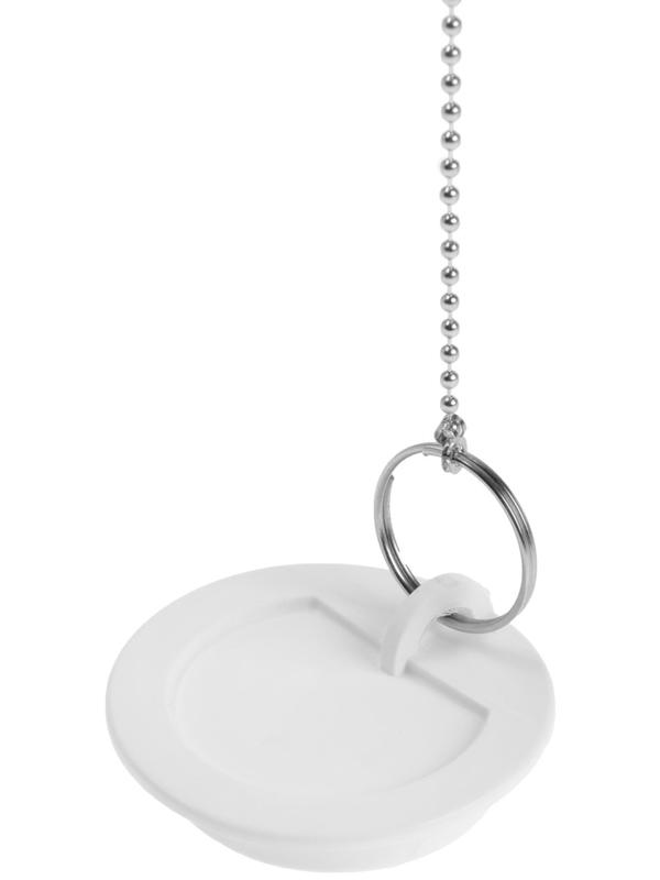 Пробка для ванны Masterprof ИС.110648, d=45 мм, ПВХ, с хромир. цепочкой, белая