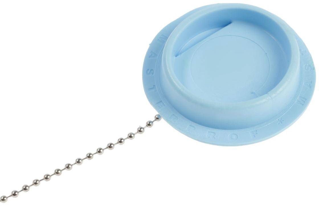 Пробка для ванны Masterprof ИС.110649, d=45 мм, ПВХ, с хромир. цепочкой, голубая