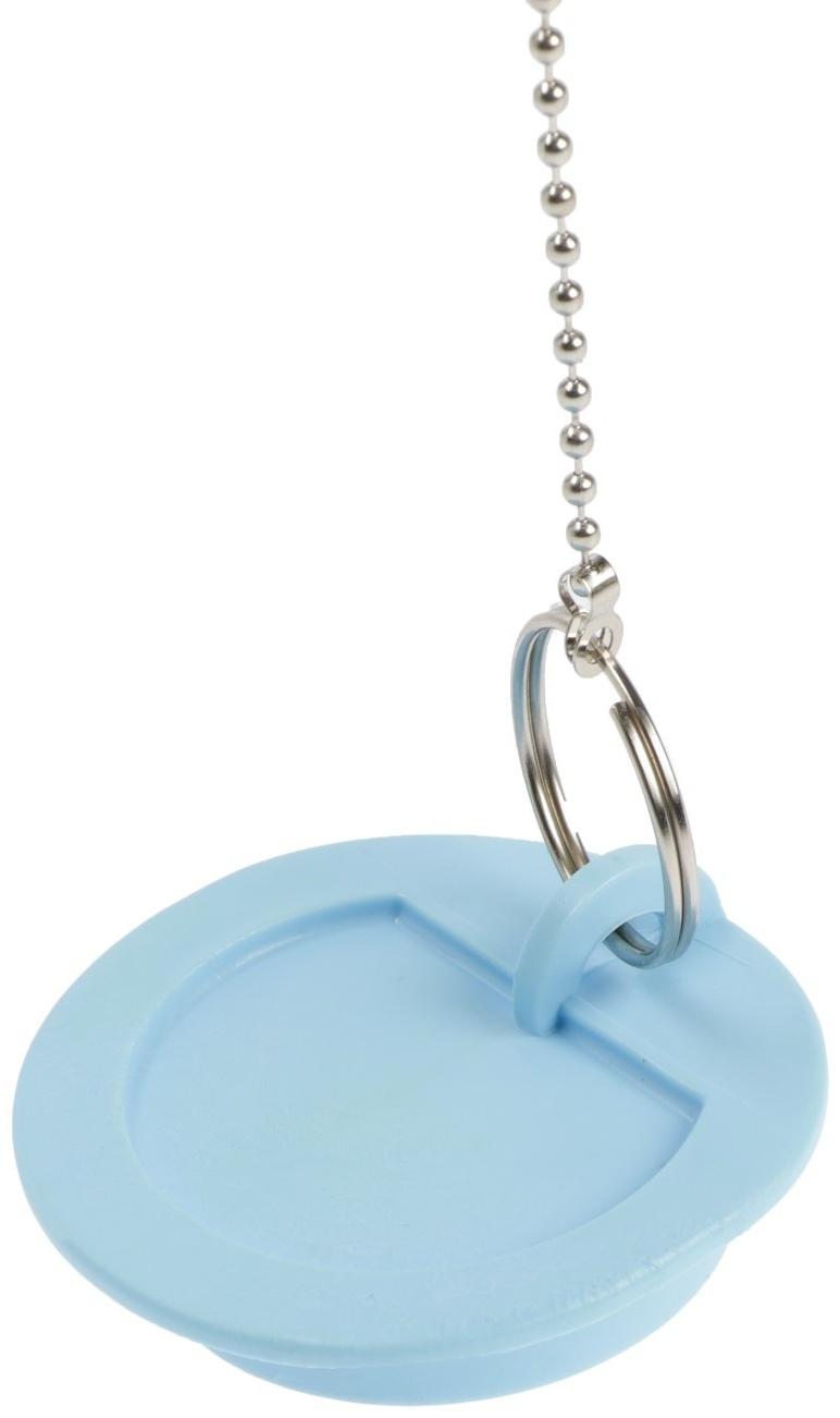 Пробка для ванны Masterprof ИС.110649, d=45 мм, ПВХ, с хромир. цепочкой, голубая