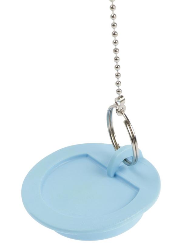 Пробка для ванны Masterprof ИС.110649, d=45 мм, ПВХ, с хромир. цепочкой, голубая