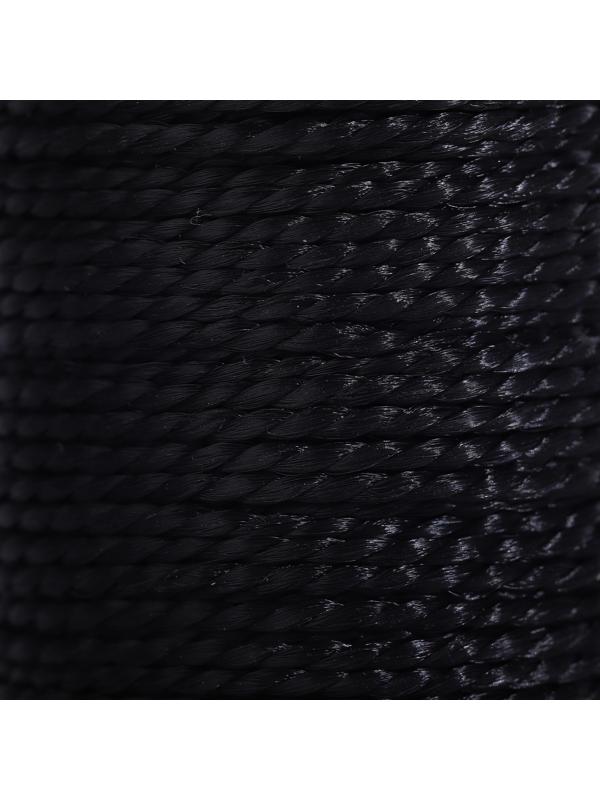 Нить для плетения, кручёная, d = 1 мм, 50 м, цвет чёрный