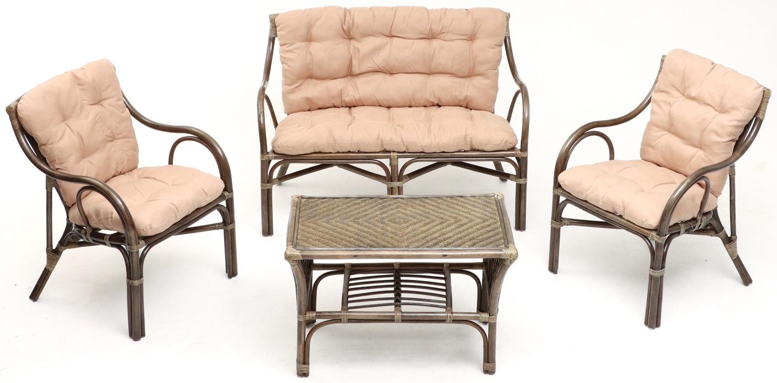 Набор садовой мебели Makita: 2 кресла, диван, стол, натуральный ротанг