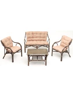 Набор садовой мебели Makita: 2 кресла, диван, стол, натуральный ротанг