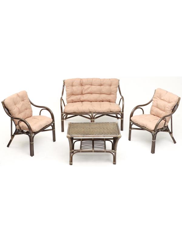 Набор садовой мебели Makita: 2 кресла, диван, стол, натуральный ротанг