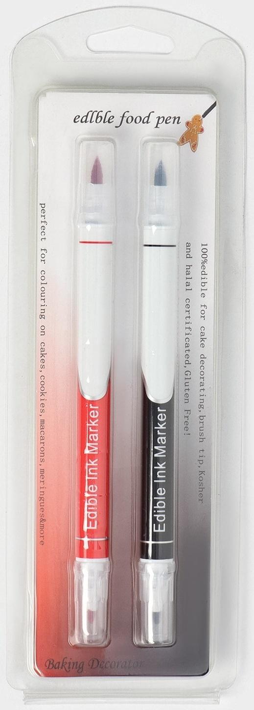 Набор маркеров для украшения десертов KONFINETTA, 2 шт, 16,5 см, чёрный и красный