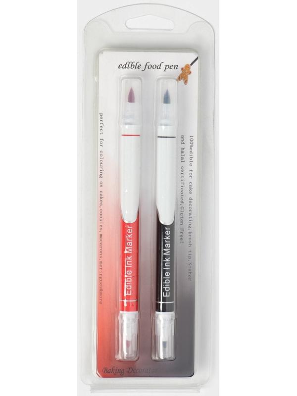 Набор маркеров для украшения десертов KONFINETTA, 2 шт, 16,5 см, чёрный и красный