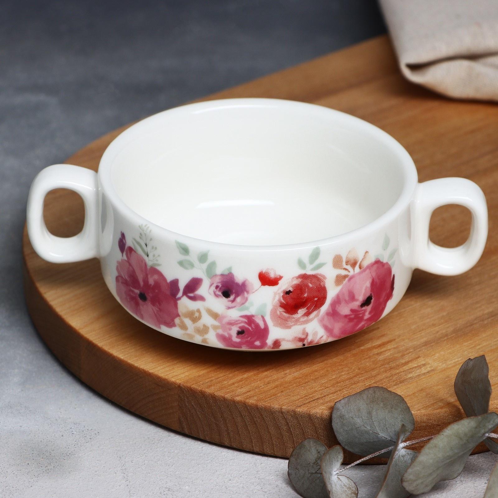 Супница с ручками «Цветы», 10.5 х 5 см