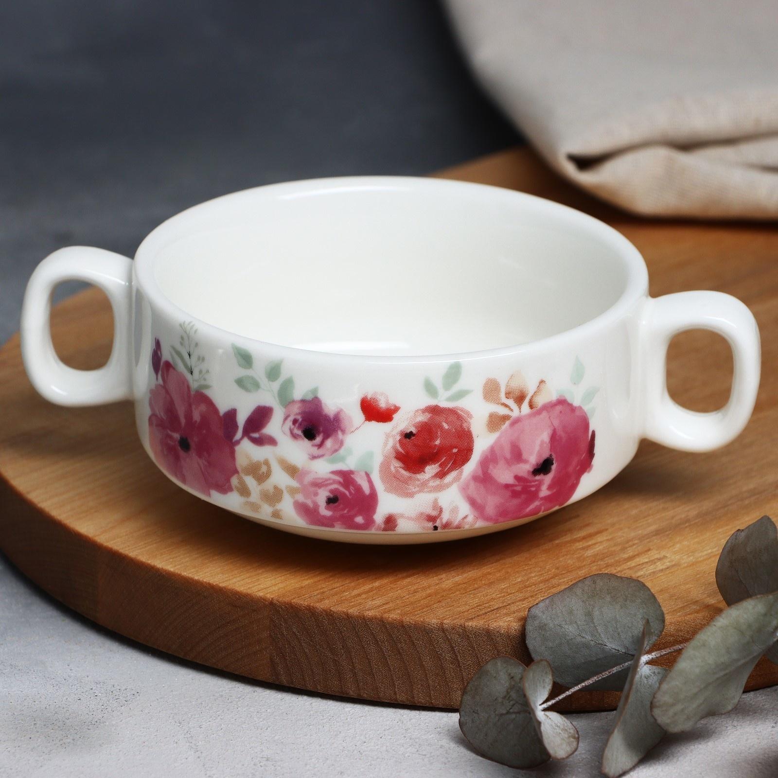 Супница с ручками «Цветы», 10.5 х 5 см