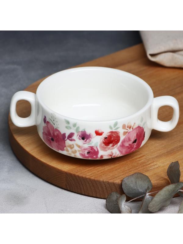 Супница с ручками «Цветы», 10.5 х 5 см