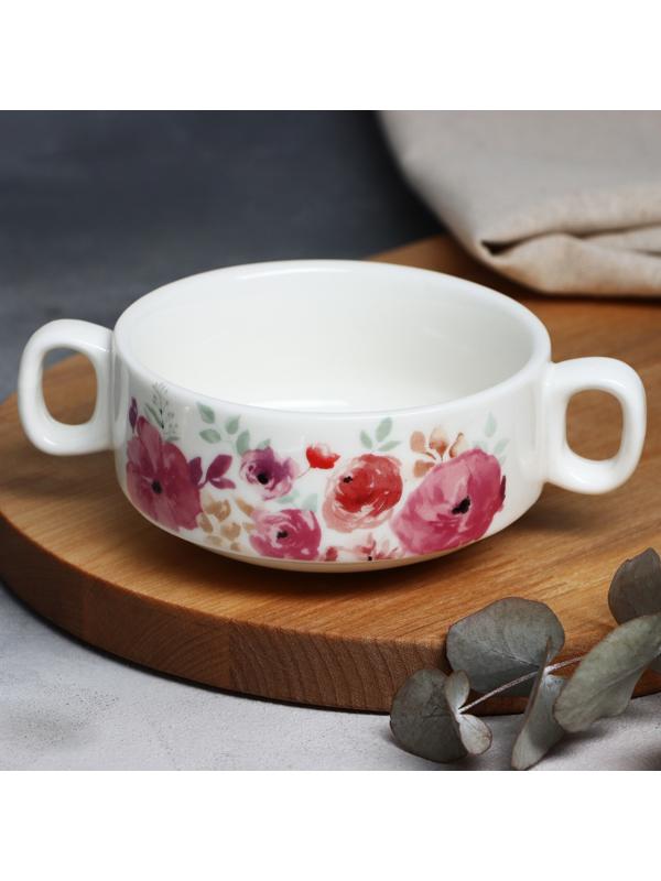 Супница с ручками «Цветы», 10.5 х 5 см