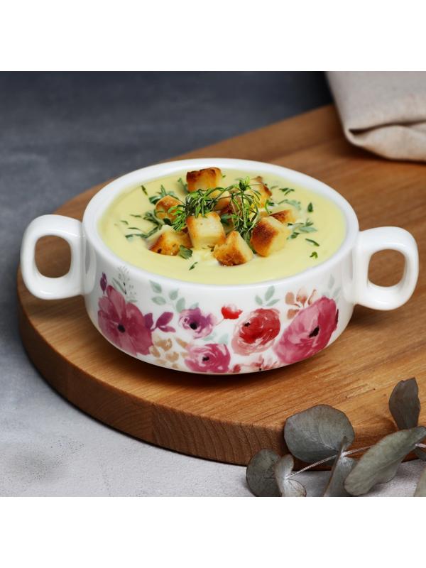 Супница с ручками «Цветы», 10.5 х 5 см