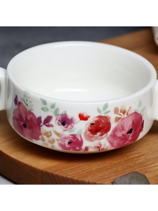 Супница с ручками «Цветы», 10.5 х 5 см