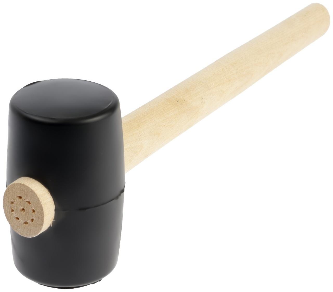 Киянка ЛОМ, деревянная рукоятка, черная резина, 55 мм, 300 г