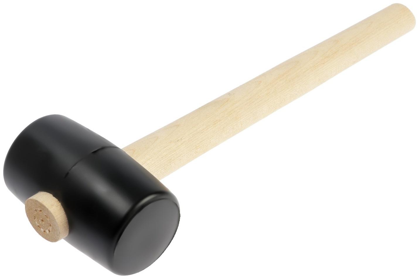 Киянка ЛОМ, деревянная рукоятка, черная резина, 55 мм, 300 г