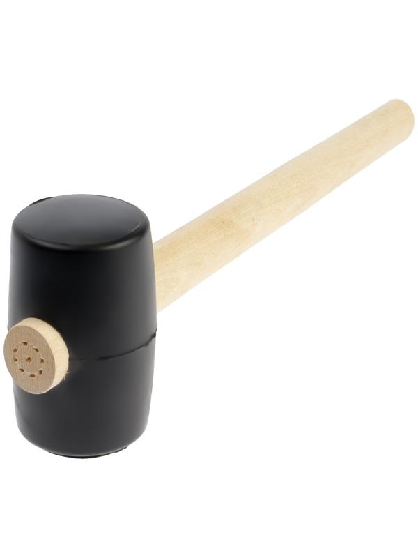 Киянка ЛОМ, деревянная рукоятка, черная резина, 55 мм, 300 г