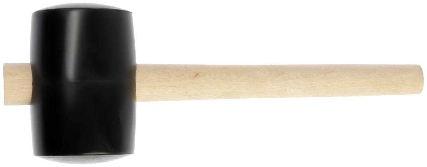 Киянка ЛОМ, деревянная рукоятка, черная резина, 90 мм, 1000 г
