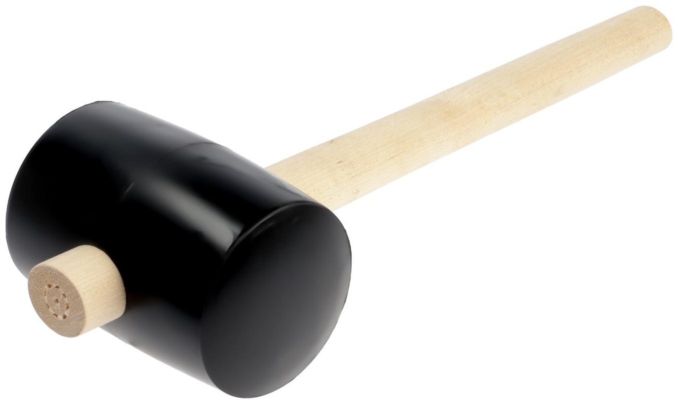 Киянка ЛОМ, деревянная рукоятка, черная резина, 90 мм, 1000 г