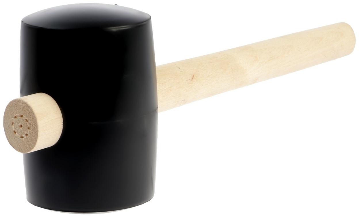 Киянка ЛОМ, деревянная рукоятка, черная резина, 90 мм, 1000 г