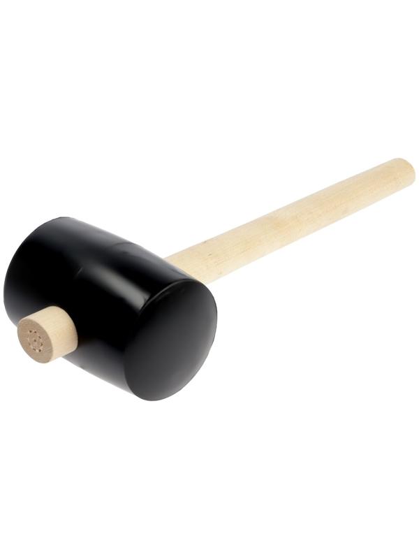 Киянка ЛОМ, деревянная рукоятка, черная резина, 90 мм, 1000 г