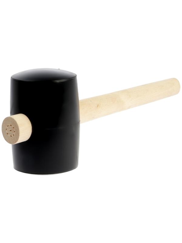 Киянка ЛОМ, деревянная рукоятка, черная резина, 90 мм, 1000 г