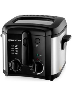 Фритюрница BRAYER 2833BR, 1600 Вт, 2,5 л, 130-190 °C, чёрно-серебристая