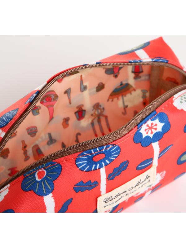 Косметичка дор Цветы, 19*7*9, отдел на молнии, красный