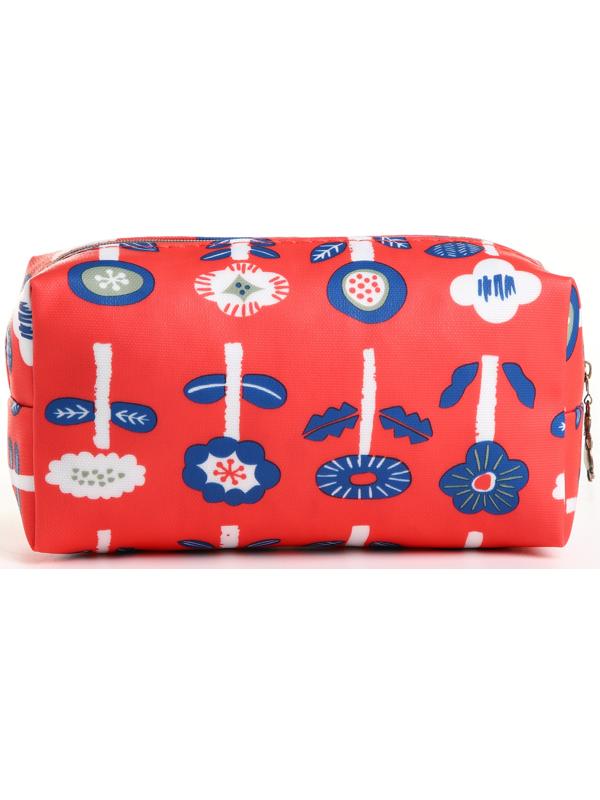 Косметичка дор Цветы, 19*7*9, отдел на молнии, красный