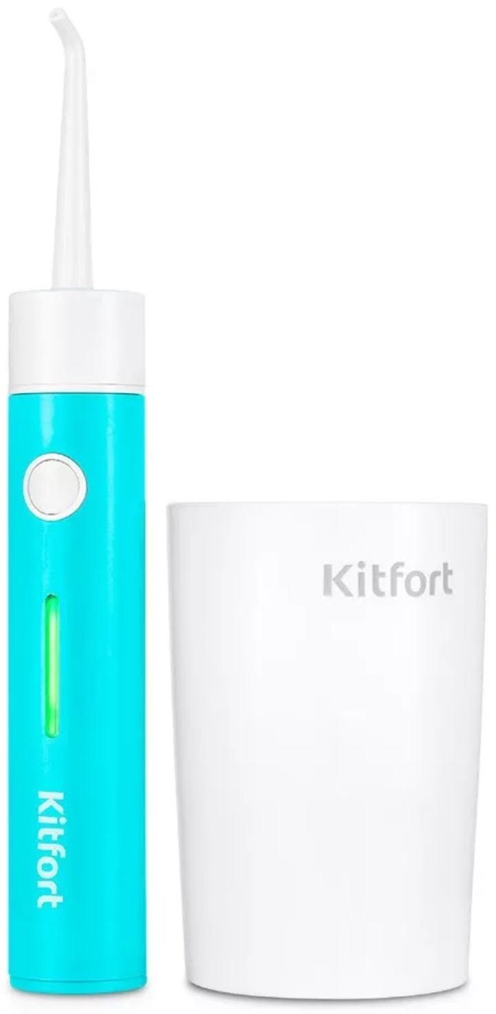 Ирригатор Kitfort КТ-2957-3, портативный, 320 мл, 3 режима, 2 насадки, от АКБ, бело-голубой