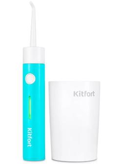 Ирригатор Kitfort КТ-2957-3, портативный, 320 мл, 3 режима, 2 насадки, от АКБ, бело-голубой