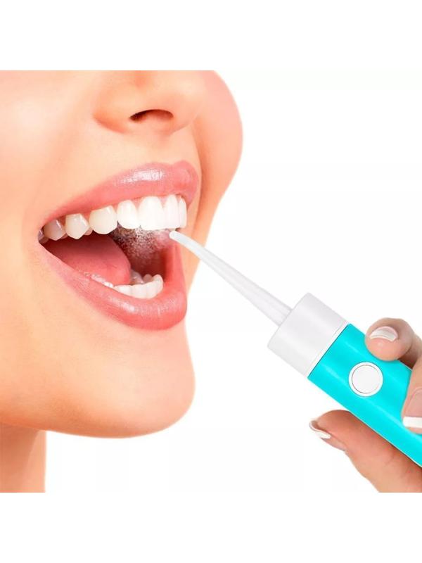 Ирригатор Kitfort КТ-2957-3, портативный, 320 мл, 3 режима, 2 насадки, от АКБ, бело-голубой