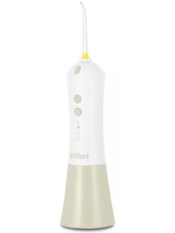 Ирригатор Kitfort КТ-2958-2, портативный, 200 мл, 4 режима, 3 насадки, от АКБ, бело-бежевый