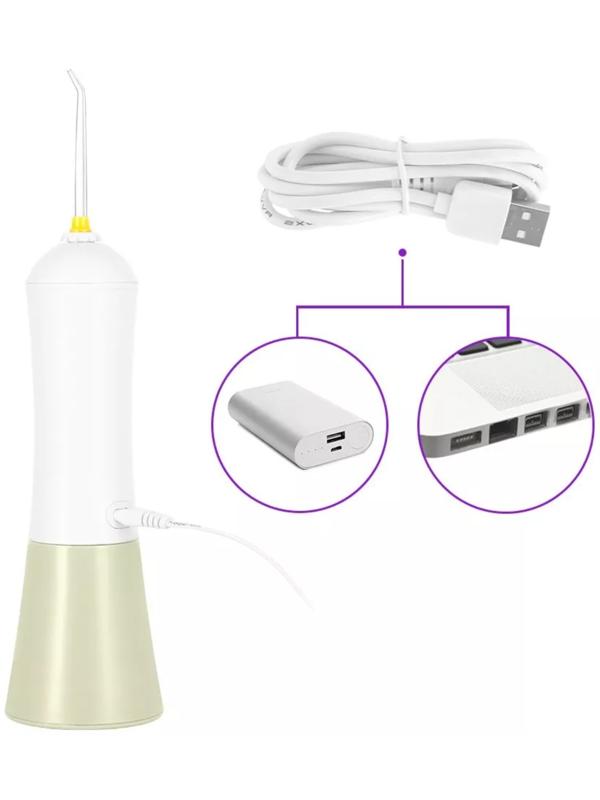 Ирригатор Kitfort КТ-2958-2, портативный, 200 мл, 4 режима, 3 насадки, от АКБ, бело-бежевый