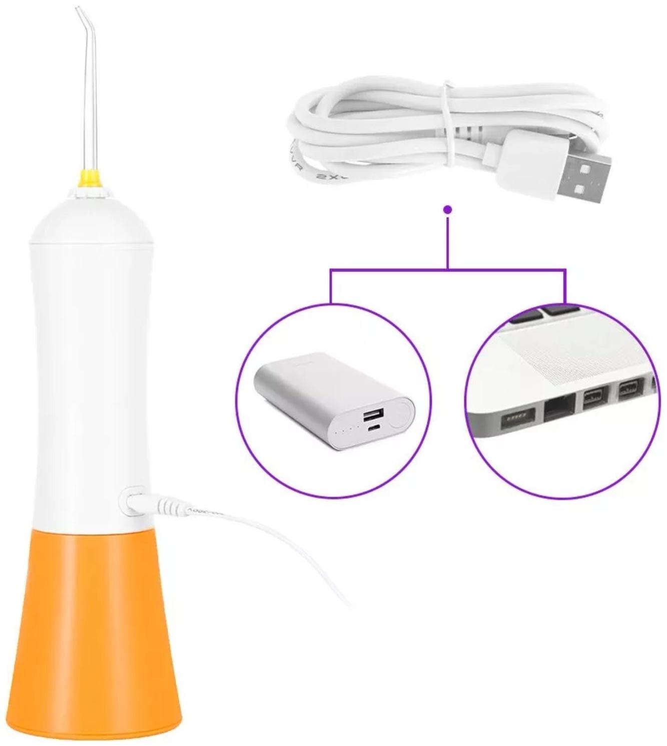 Ирригатор Kitfort КТ-2958-4, портативный, 200 мл, 4 режима, 3 насадки, от АКБ, белый