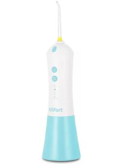 Ирригатор Kitfort КТ-2958-3, портативный, 200 мл, 4 режима, 3 насадки, от АКБ, бело-голубой