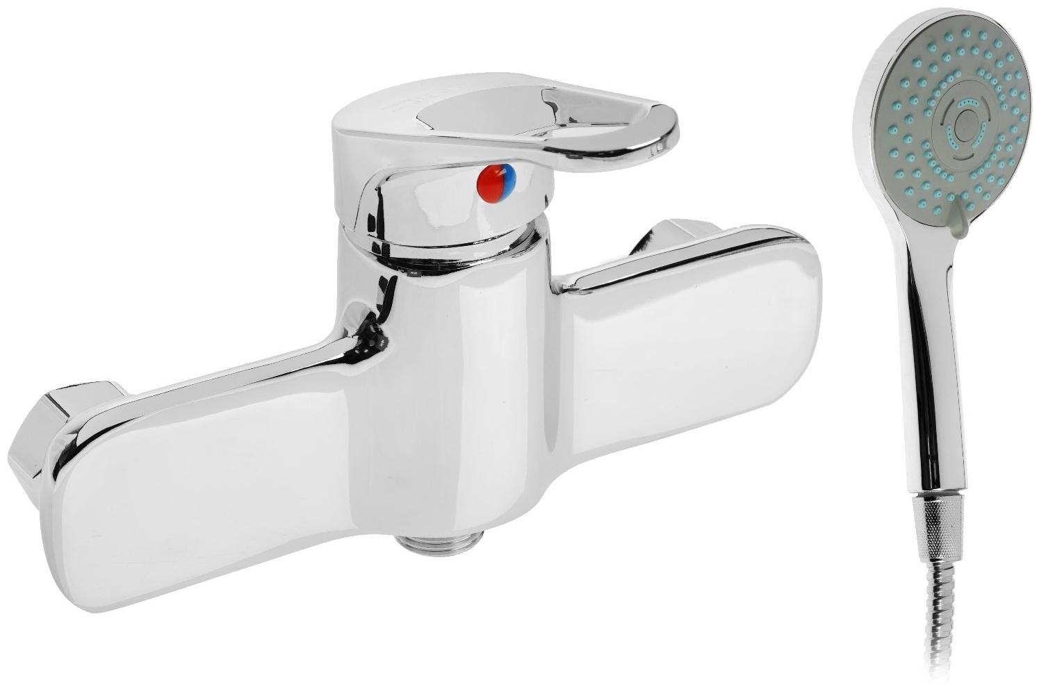 Смеситель для душа ZEIN Z4115, однорычажный, лейка 5 режимов, шланг, держатель, хром