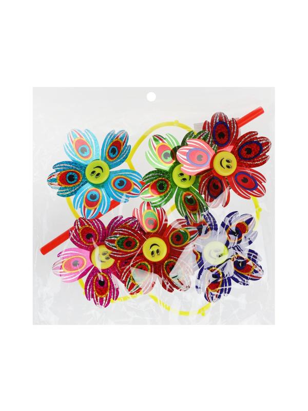 Вертушка Цветик с листочками 6 в 1, голограмма 53 см