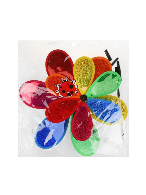 Вертушка Насекомое на цветке, тройная, голограмма 70 см