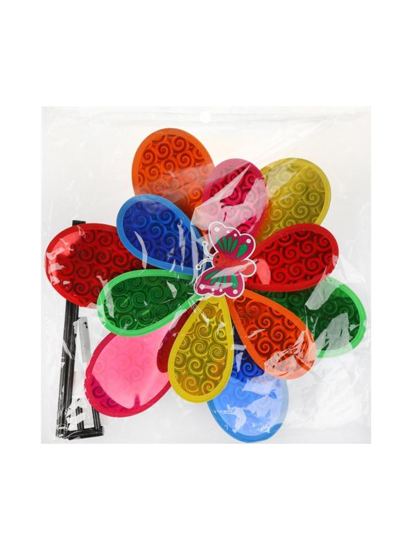 Вертушка Бабочка на цветке, тройная, голограмма 70 см