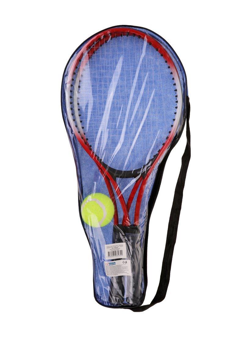 Ракетки для большого тенниса 53х22,5 см. 2 шт., мяч 1 шт., чехол, красные