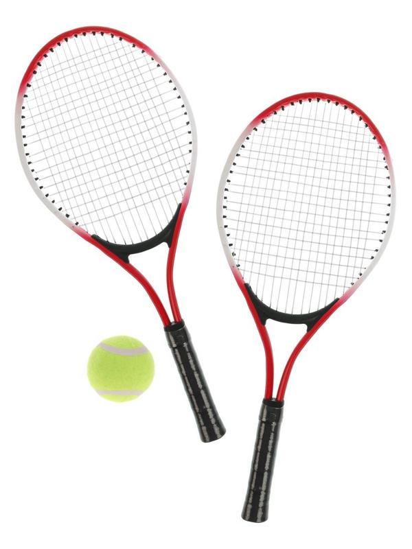 Ракетки для большого тенниса 53х22,5 см. 2 шт., мяч 1 шт., чехол, красные