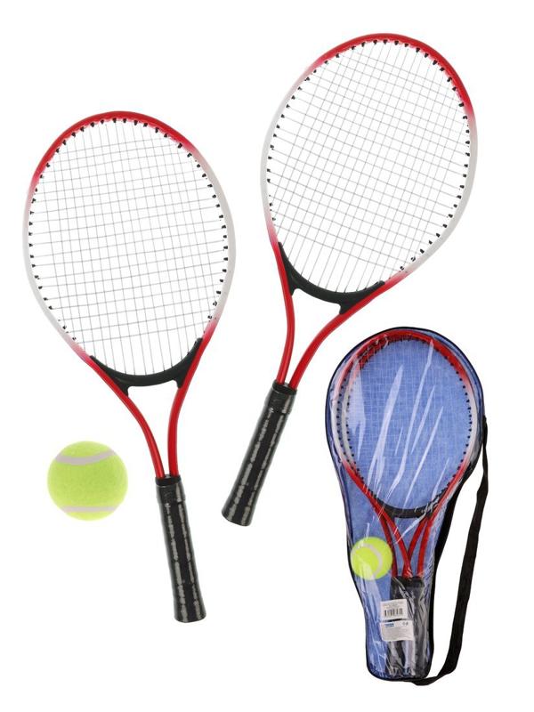 Ракетки для большого тенниса 53х22,5 см. 2 шт., мяч 1 шт., чехол, красные
