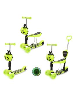 Самокат Moby Kids Божья коровка 3 в 1, свет. кол., зеленый