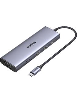 Разветвитель UGREEN CM498 (15600) USB-C to 3xUSB-A TF SD VGA RJ45 HDMI