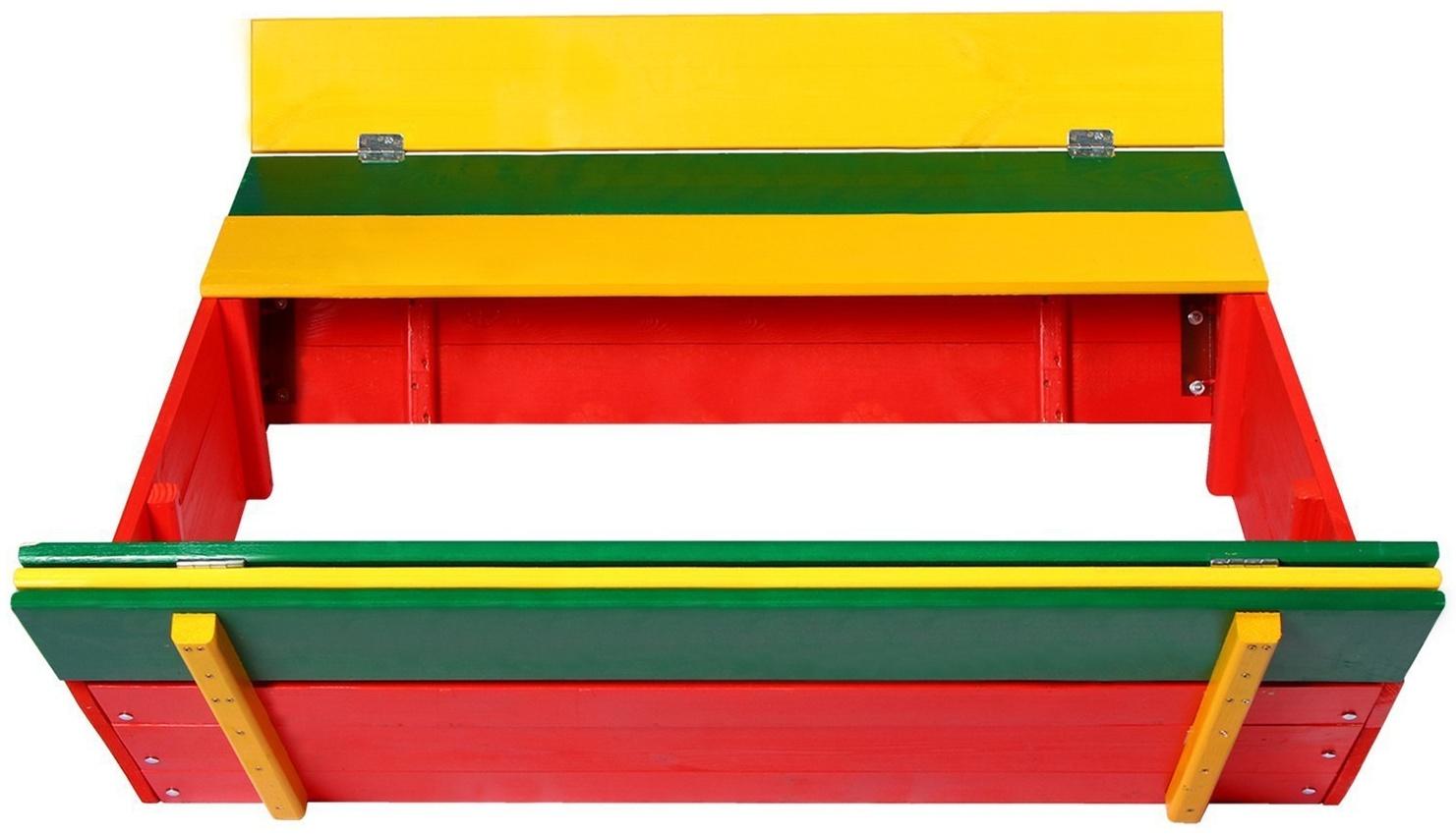 Песочница деревянная, с крышкой, 130 × 130 × 35 см, сосна, крашеная