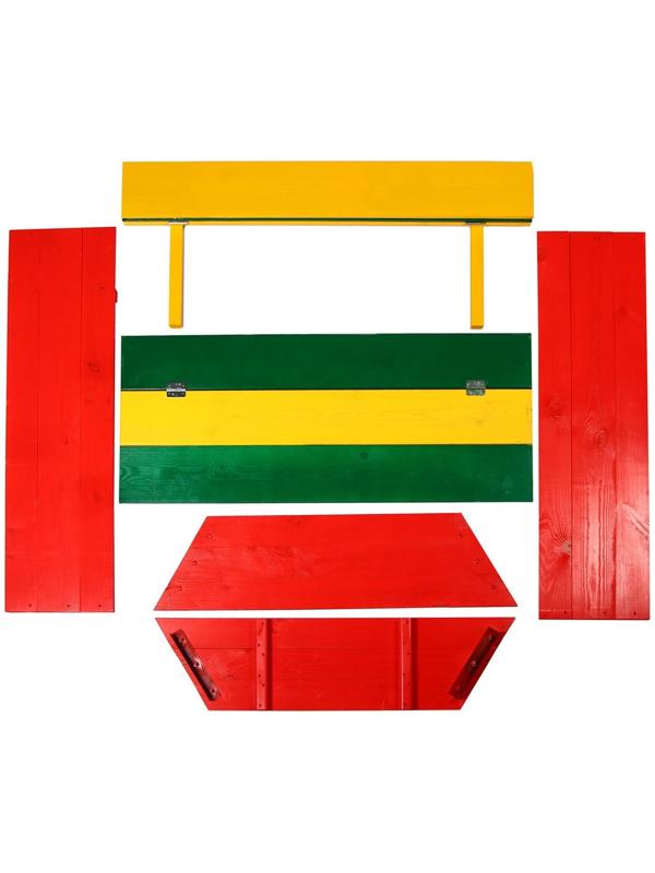 Песочница деревянная, с крышкой, 130 × 130 × 35 см, сосна, крашеная