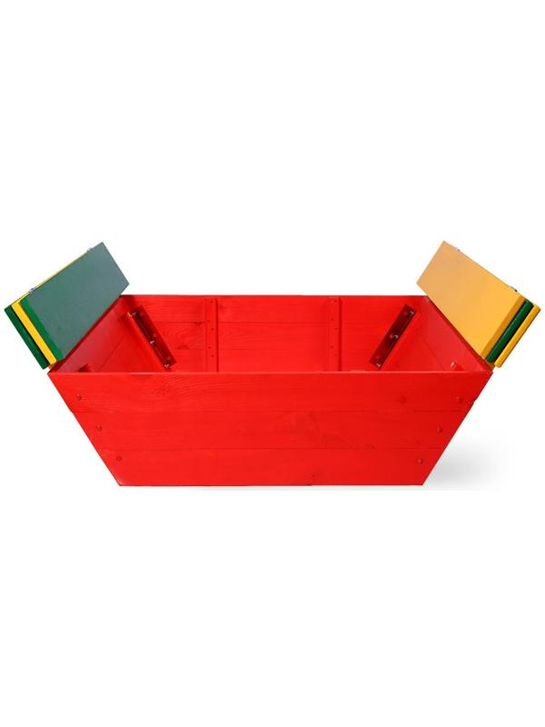 Песочница деревянная, с крышкой, 130 × 130 × 35 см, сосна, крашеная