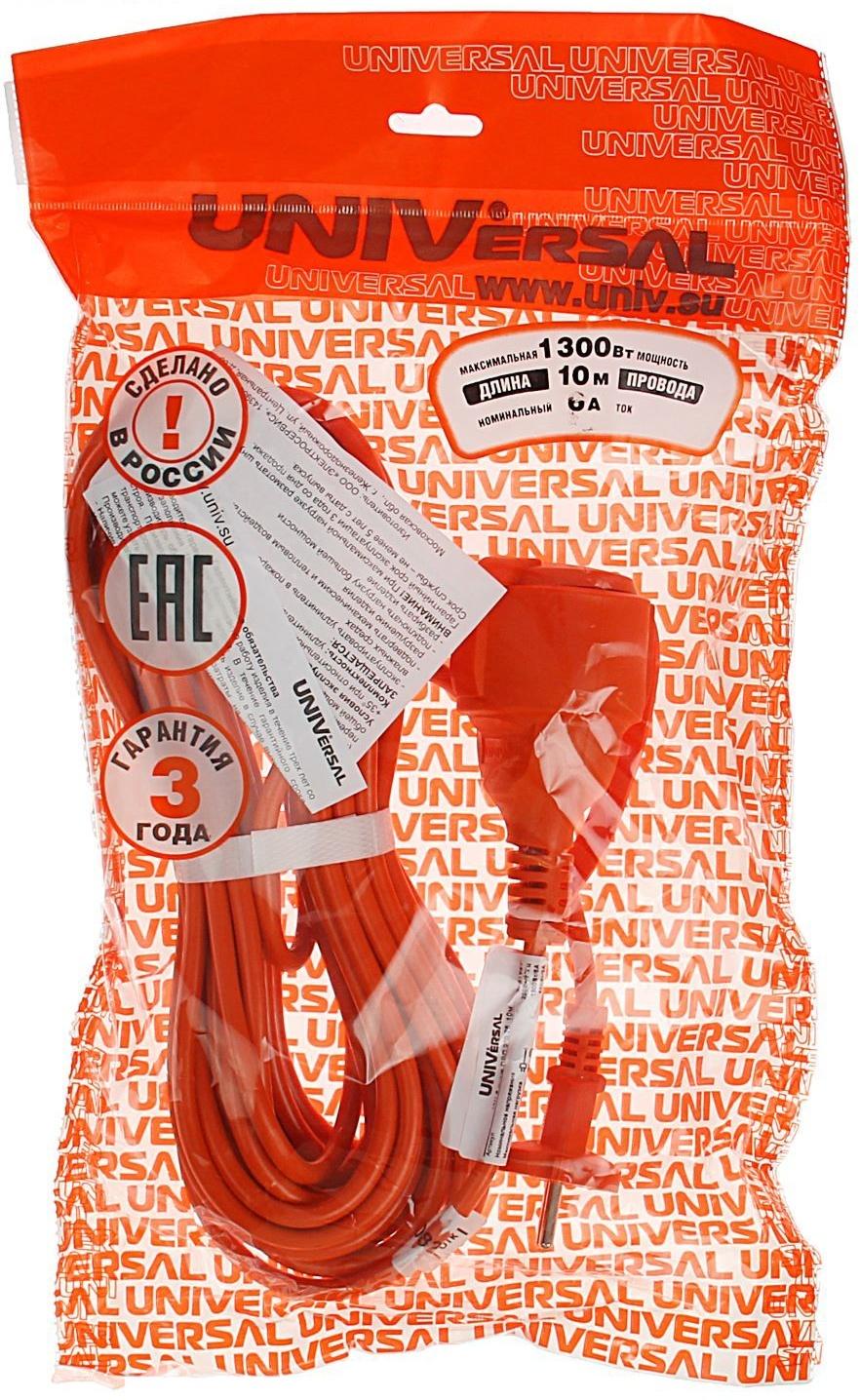Удлинитель в бухте UNIVersal УШ-6, 10 м, 6 А, ПВС 2x0.75, IP-54