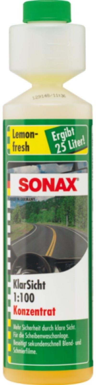 Стеклоомыватель SONAX, концентрат 1:100, лимон, 250 мл, 373141