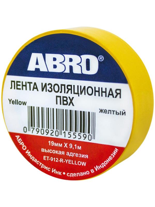 Изолента жёлтая ABRO, 19 мм х 9,1 м ET-912-YE